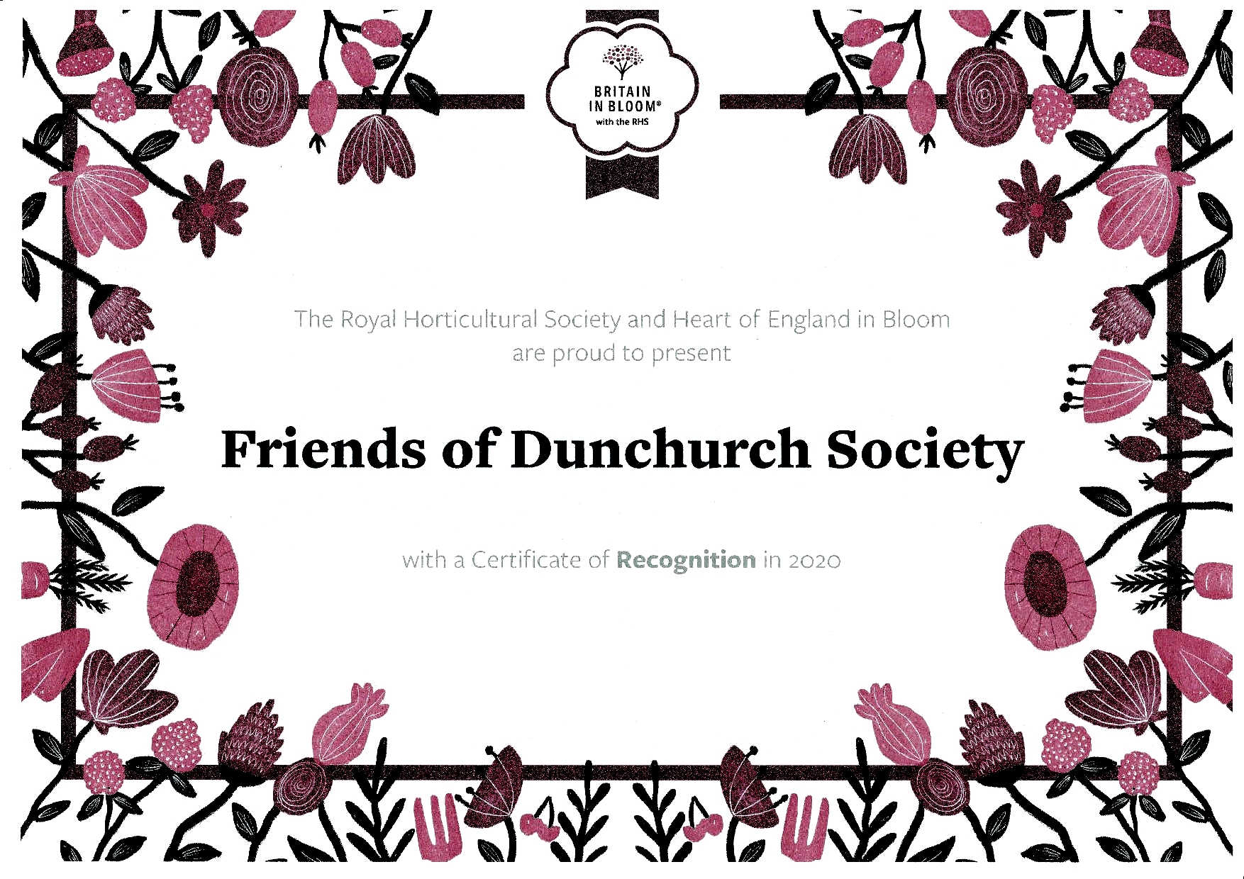 2021 RHS & HOE Award - Recpognition Certificate